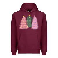 Burgundy christmas trees Premium Hoodie - CowGirlArtShop