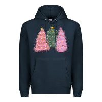 Navy christmas trees Premium Hoodie - CowGirlArtShop