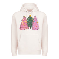 Pale Pink christmas trees Premium Hoodie - CowGirlArtShop