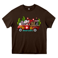Chocolate Brown ma medical assistant nurse truck with cactus and sunflowers Heavy Core Tee - AdoDesignShop
