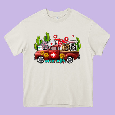 Ma Medical Assistant Nurse Truck With Cactus And Sunflowers Heavy Core Tee Designed By Adodesignshop