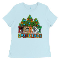 Merry Christmas With Christmas Trees Ladies Tee | Teevron