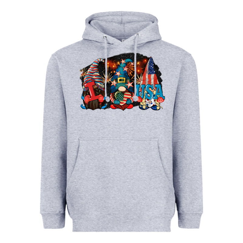 I Love Usa Gnomes 4th Of July Heavyweight Hoodie by CowGirlArtShop | Teevron
