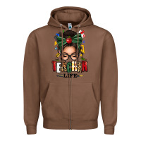 Chestnut teacher life afro messy bun Zipper Hoodie - texasbilliewilder