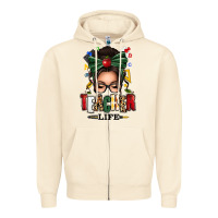 Sandshell teacher life afro messy bun Zipper Hoodie - texasbilliewilder