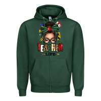 Sports Green teacher life afro messy bun Zipper Hoodie - texasbilliewilder