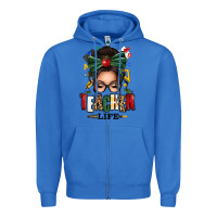True Royal teacher life afro messy bun Zipper Hoodie - texasbilliewilder