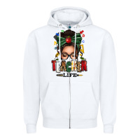 White teacher life afro messy bun Zipper Hoodie - texasbilliewilder