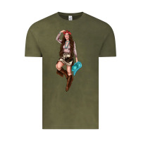 Vintage Olive western cowgirl Vintage Tee - NancyCooperArtShop