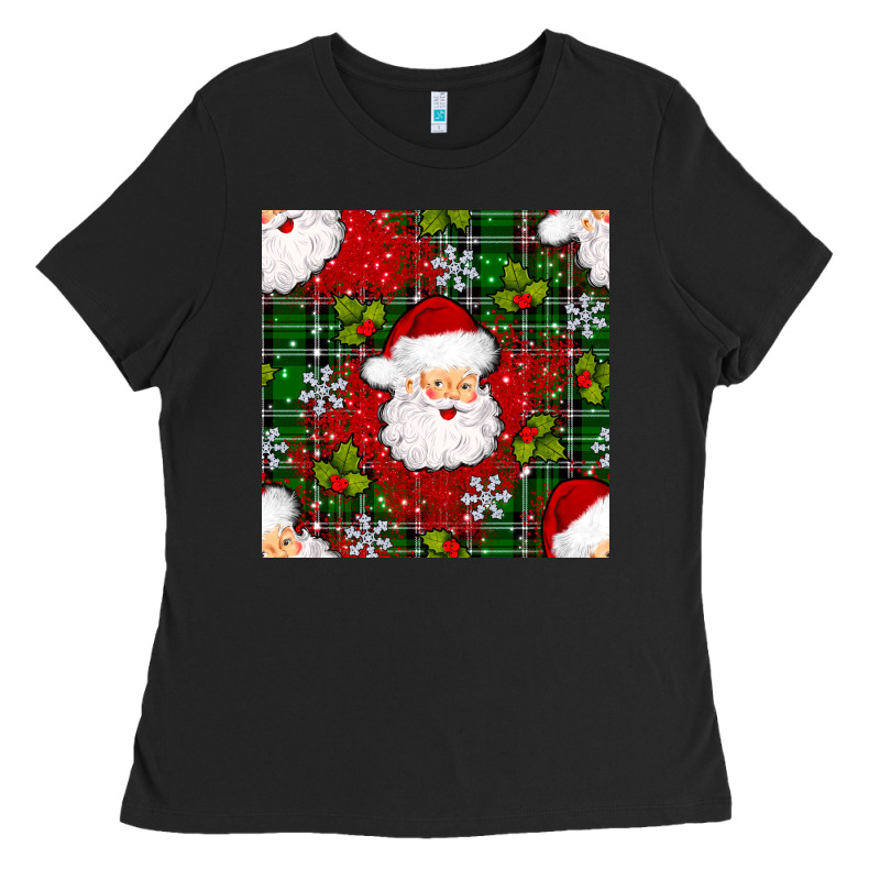 Christmas Santa Claus Seamless Pattern Ladies Tee by BundleAndBundleShop | Teevron