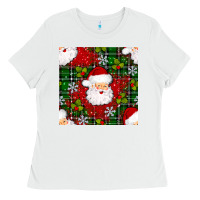 White Christmas Santa Claus Seamless Pattern Ladies Tee - BundleAndBundleShop