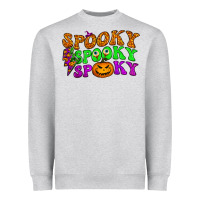 Heather Grey spooky with lightning bolt Heavyweight Sweatshirt - BundleAndBundleShop