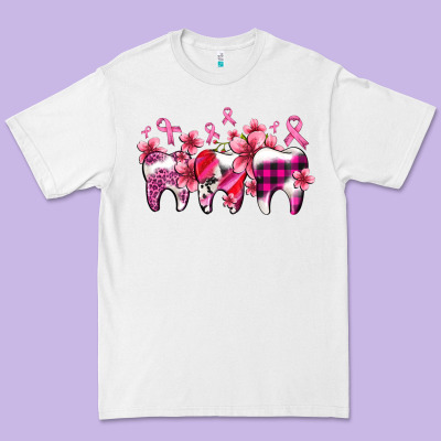 Cancer Ribbon With Teeth Premium Tee Designed By Adodesignshop