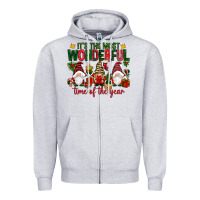 Heather Grey It's the most wonderful time of the year Zipper Hoodie - NancyCooperArtShop