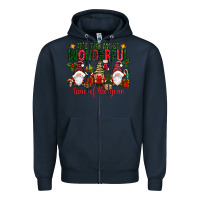 Navy It's the most wonderful time of the year Zipper Hoodie - NancyCooperArtShop