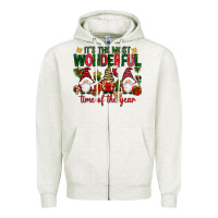 Oatmeal Heather It's the most wonderful time of the year Zipper Hoodie - NancyCooperArtShop