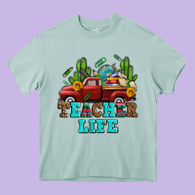 Teacher Life Western Truck And Books Heavy Core Tee Designed By Adodesignshop