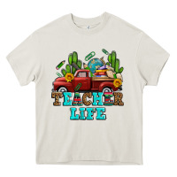 Cream teacher life western truck and books Heavy Core Tee - AdoDesignShop