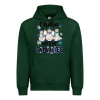 Forest Green Chillin With My Snowmies Urban Hoodie - FaDigitalArtStudio
