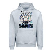 Heather Grey Chillin With My Snowmies Urban Hoodie - FaDigitalArtStudio