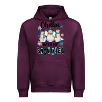 Mauve Wine Chillin With My Snowmies Urban Hoodie - FaDigitalArtStudio