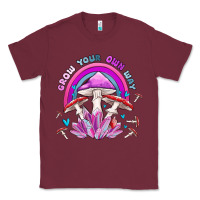 Burgundy grow your own way crystal and mushroom Classic Tee - MaliasSmallBusiness