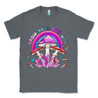 Charcoal Heather grow your own way crystal and mushroom Classic Tee - MaliasSmallBusiness