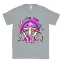 Heather Grey grow your own way crystal and mushroom Classic Tee - MaliasSmallBusiness