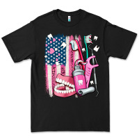 Black American flag and dental elements with teeth Premium Tee - AdoDesignShop