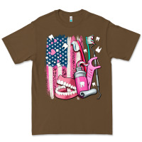 Cacao American flag and dental elements with teeth Premium Tee - AdoDesignShop
