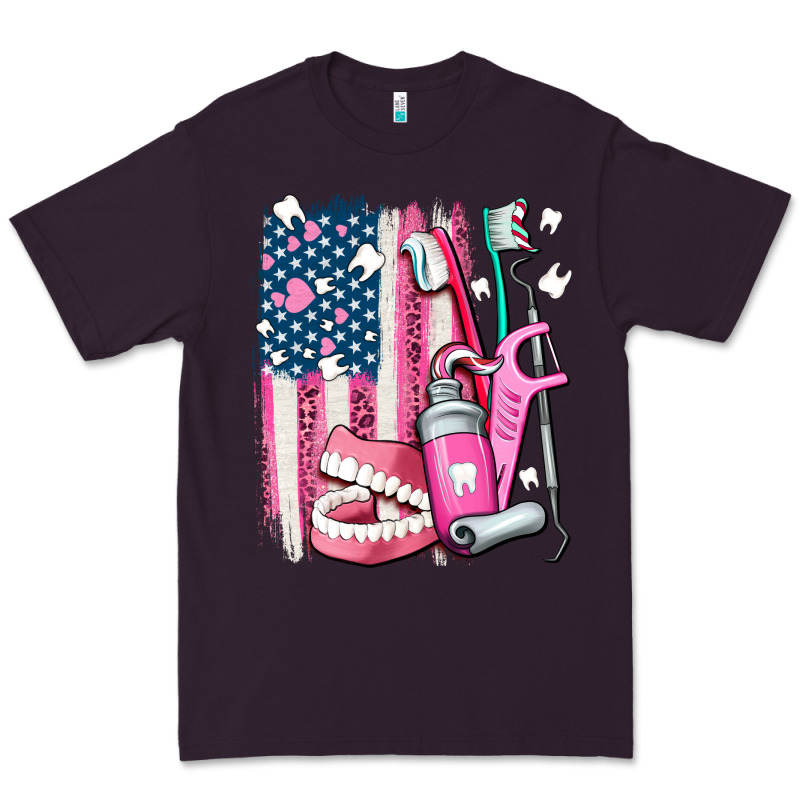 American Flag And Dental Elements With Teeth Premium Tee by AdoDesignShop | Teevron