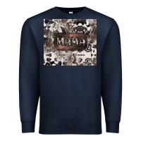 Navy mama cowhide cowgirl Premium Sweatshirt - CowGirlArtShop