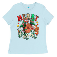 Baby Blue merry and bright black man sneakers Ladies Tee - RanaPortraitStore