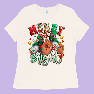 Merry And Bright Black Man Sneakers Ladies Tee Designed By Ranaportraitstore