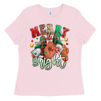 Bubblegum Pink merry and bright black man sneakers Ladies Tee - RanaPortraitStore