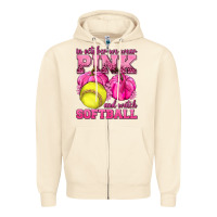 Sandshell In October We Wear Pink and Watch Softball Zipper Hoodie - texasbilliewilder