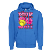True Royal In October We Wear Pink and Watch Softball Zipper Hoodie - texasbilliewilder