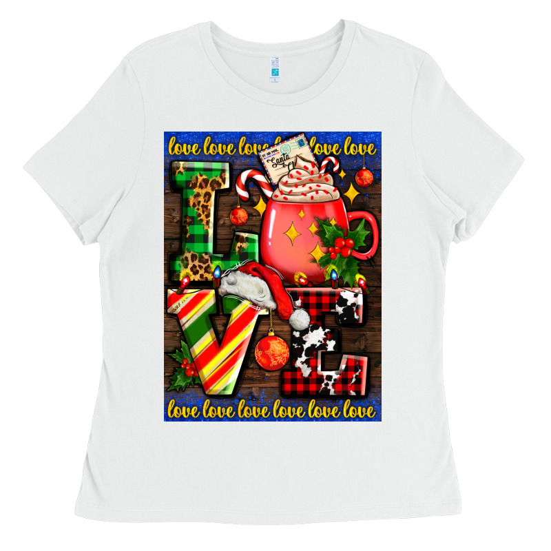Love Coffee Cup Christmas Ladies Tee by AdoDesignShop | Teevron