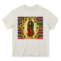 Cream our lady of guadalupe Heavy Core Tee - JahusDesignShop