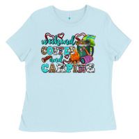 Baby Blue weekend coffee and camping Ladies Tee - AdoDesignShop
