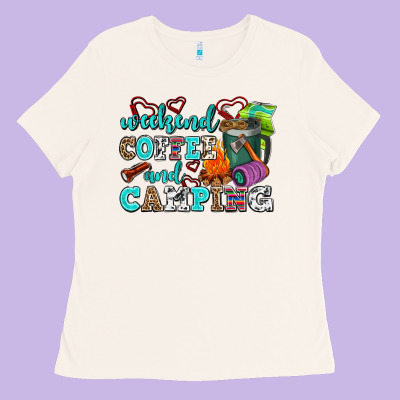 Weekend Coffee And Camping Ladies Tee Designed By Adodesignshop