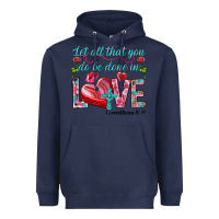 Navy Let all that you do be done in love 1 corinthians Heavyweight Hoodie - HowdyJamesFarm