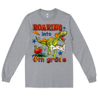Heather Grey roaring into 6th grade Long Sleeve Tee - BundleAndBundleShop