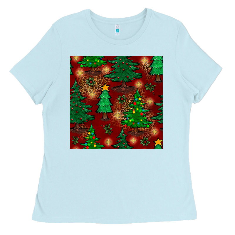 Christmas Trees Seamless Pattern Ladies Tee by BundleAndBundleShop | Teevron