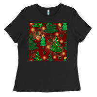 Black christmas trees seamless pattern Ladies Tee - BundleAndBundleShop