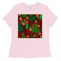 Bubblegum Pink christmas trees seamless pattern Ladies Tee - BundleAndBundleShop