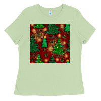 Matcha christmas trees seamless pattern Ladies Tee - BundleAndBundleShop