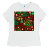 White christmas trees seamless pattern Ladies Tee - BundleAndBundleShop