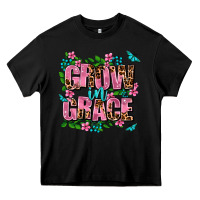Black grow in grace Heavy Core Tee - AdoDesignShop