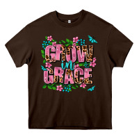 Chocolate Brown grow in grace Heavy Core Tee - AdoDesignShop